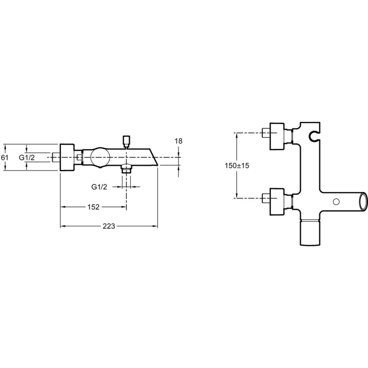 Смеситель для ванны, хром Jacob Delafon Toobi E8963-CP