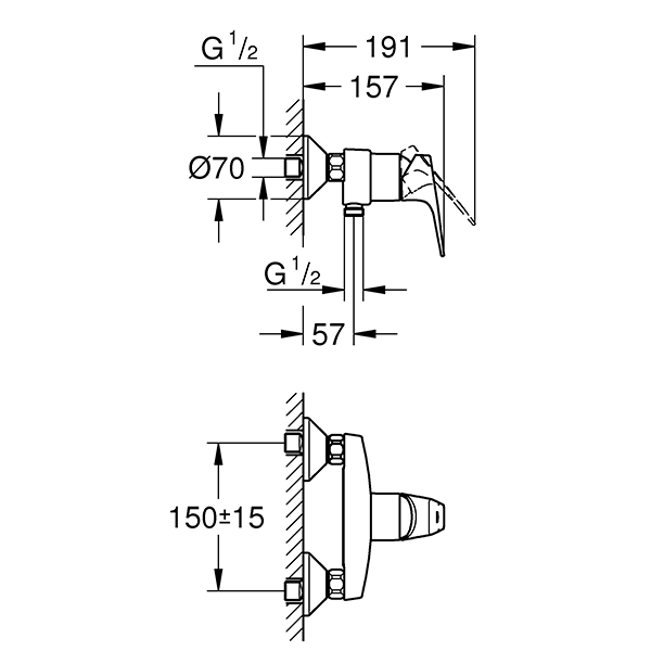 Смеситель для душа, наружный, хром Grohe BauFlow 23755000