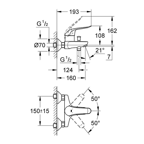 Смеситель для ванны, хром Grohe Euroeco Special 32783000