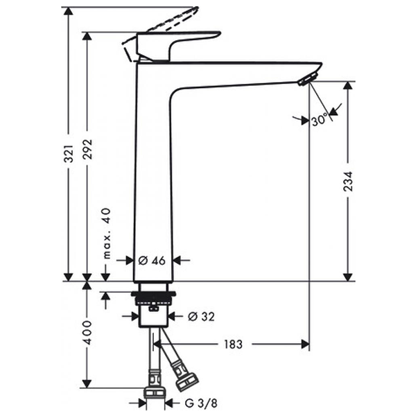 Смеситель для раковины, хром Hansgrohe Talis E 71717000