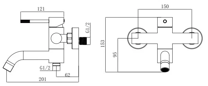 Смеситель для ванны, сатин VODA Vessel VSL54