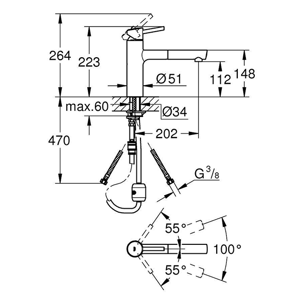 Смеситель для кухни, с выдвижным изливом Grohe Concetto 31129001