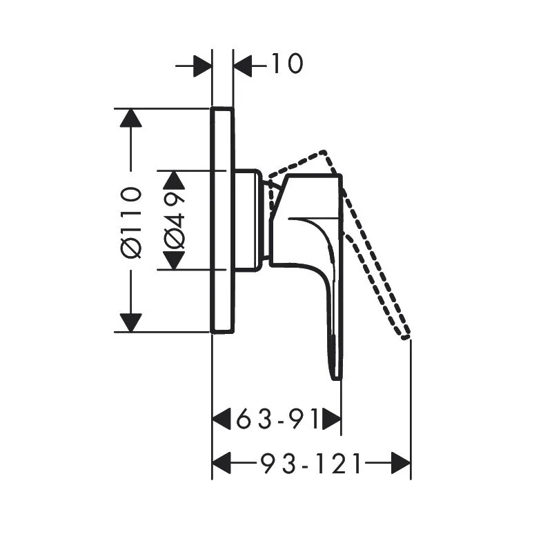 Смеситель для душа со скрытой монтажной частью, черный Hansgrohe Rebris E 72658670