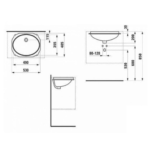 Раковина встраиваемая снизу 53, белая Laufen Birova 8111910000001