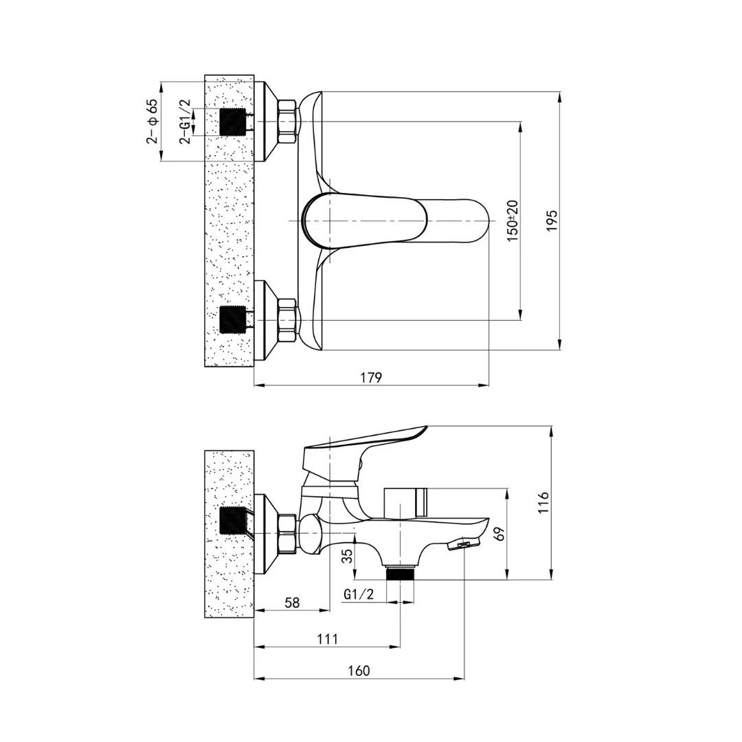 Смеситель для ванны, хром ESKO Asti AT 54