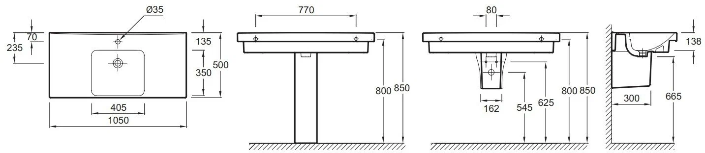 Раковина подвесная 105 Jacob Delafon Odeon Up E4731-00