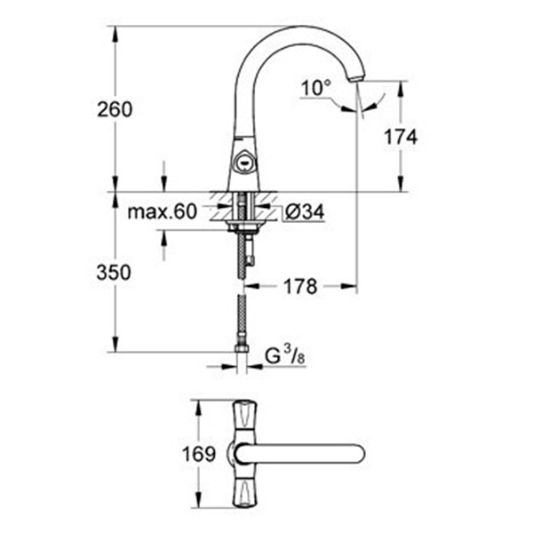 Смеситель для кухни, двухрычажный, хром Grohe Avina 31064000