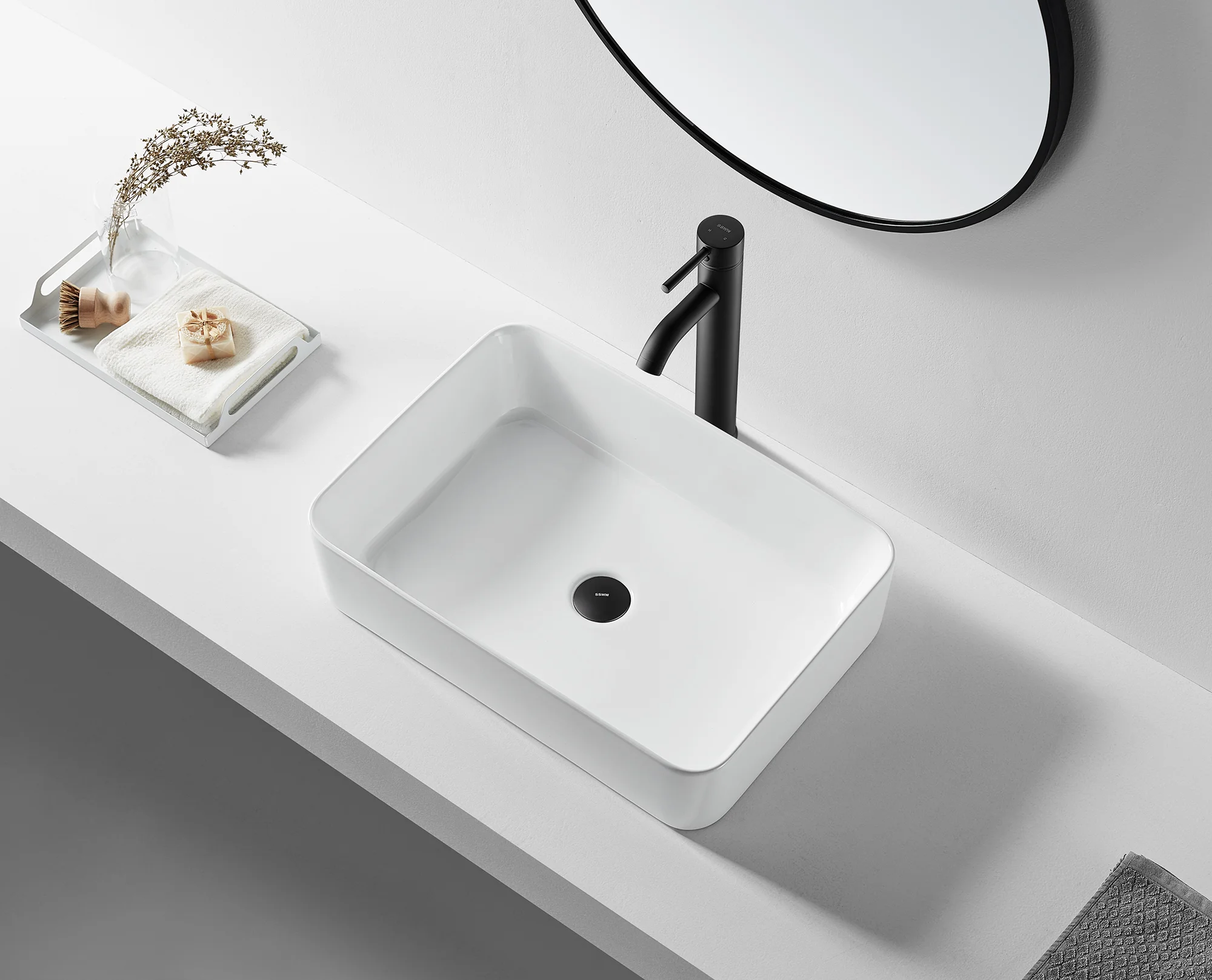 Раковина накладная 55, белая SSWW CL3337