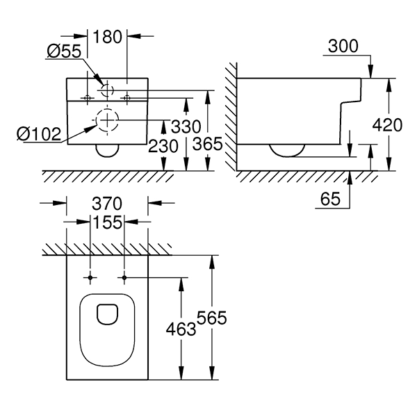 Унитаз подвесной, безободковый, альпин-белый Grohe Cube Ceramic 3924500H