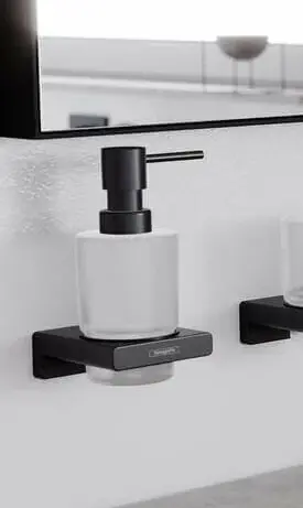 Дозатор жидкого мыла с держателем, шлифованный черный хром Hansgrohe AddStoris 41745340