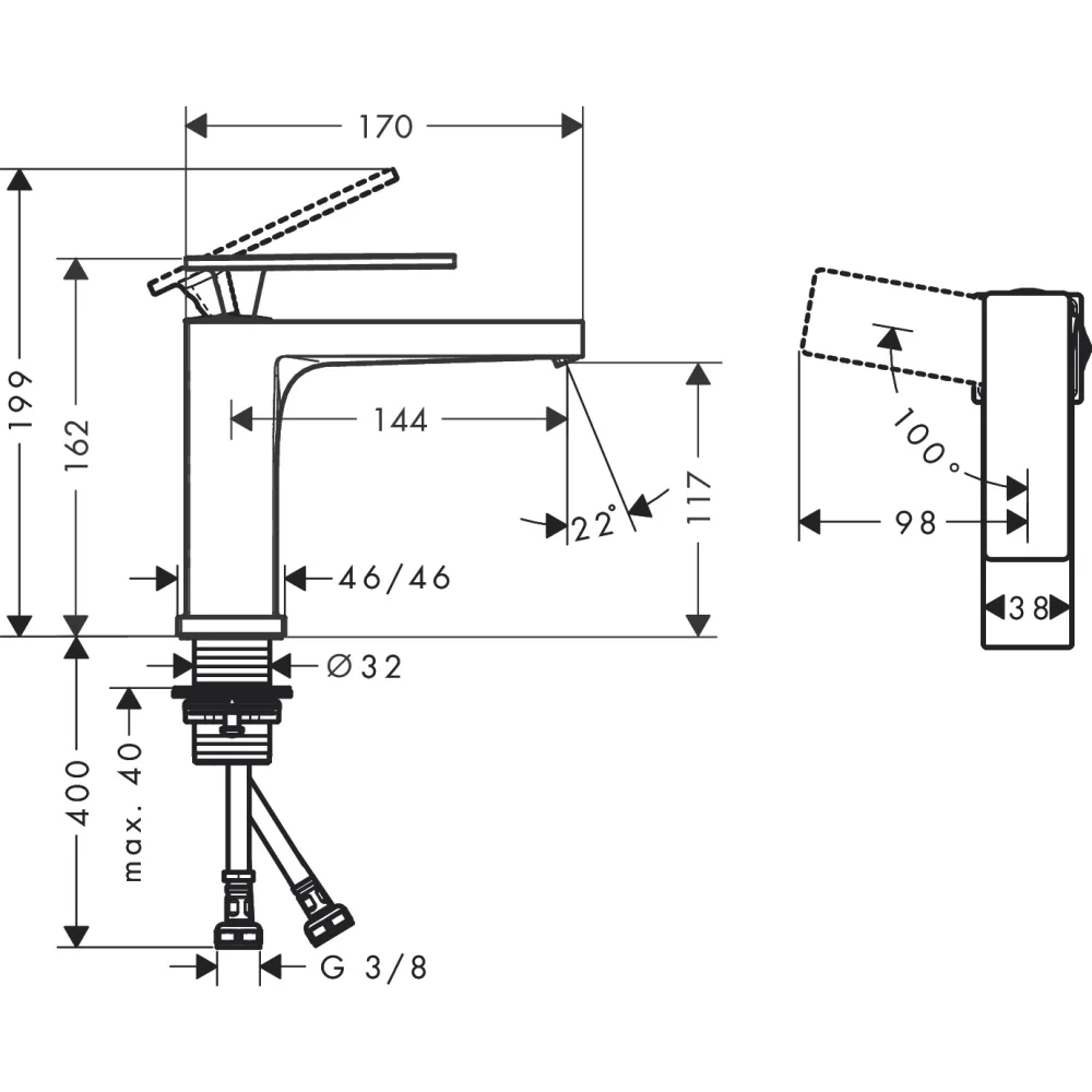 Смеситель для раковины 110, хром Hansgrohe Tecturis E CoolStart 73012000