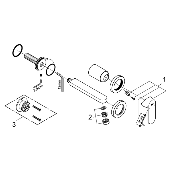 Смеситель для раковины, размер S, хром, Grohe Eurosmart Cosmopolitan 19381000