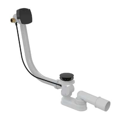 Сифон для ванны, автомат, с напуском воды через перелив, черный Alcaplast A564BLACK-100