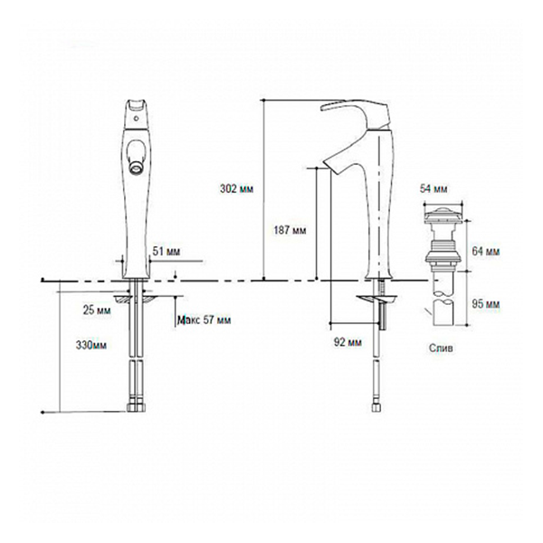 Смеситель для раковины, высокий, хром Jacob Delafon Symbol E19774-CP