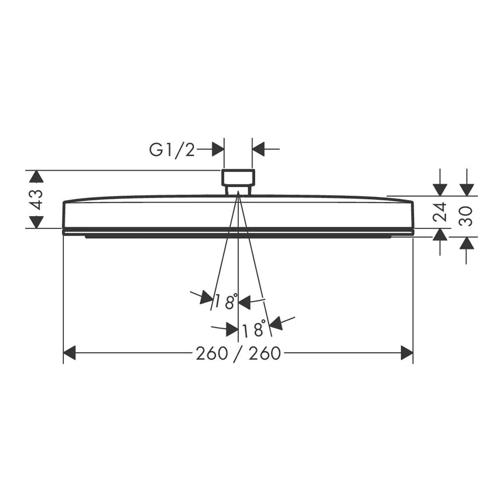 Верхний душ, хром Hansgrohe Pulsify E 260 1jet 24330000