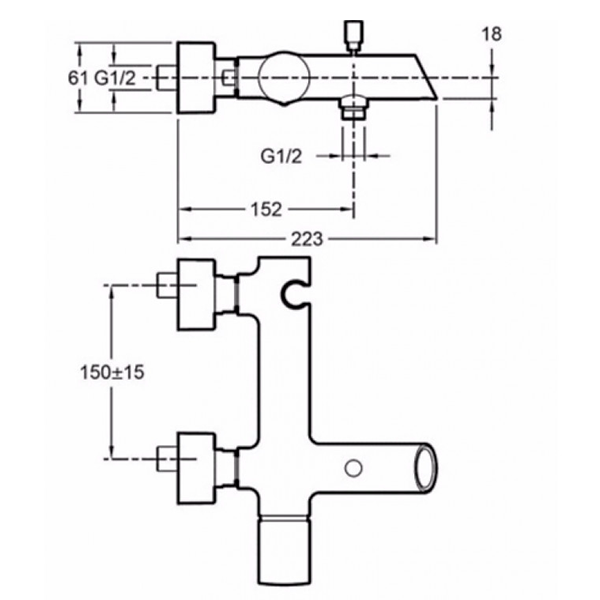 Смеситель для ванны, никель Jacob Delafon Toobi E8963-BN