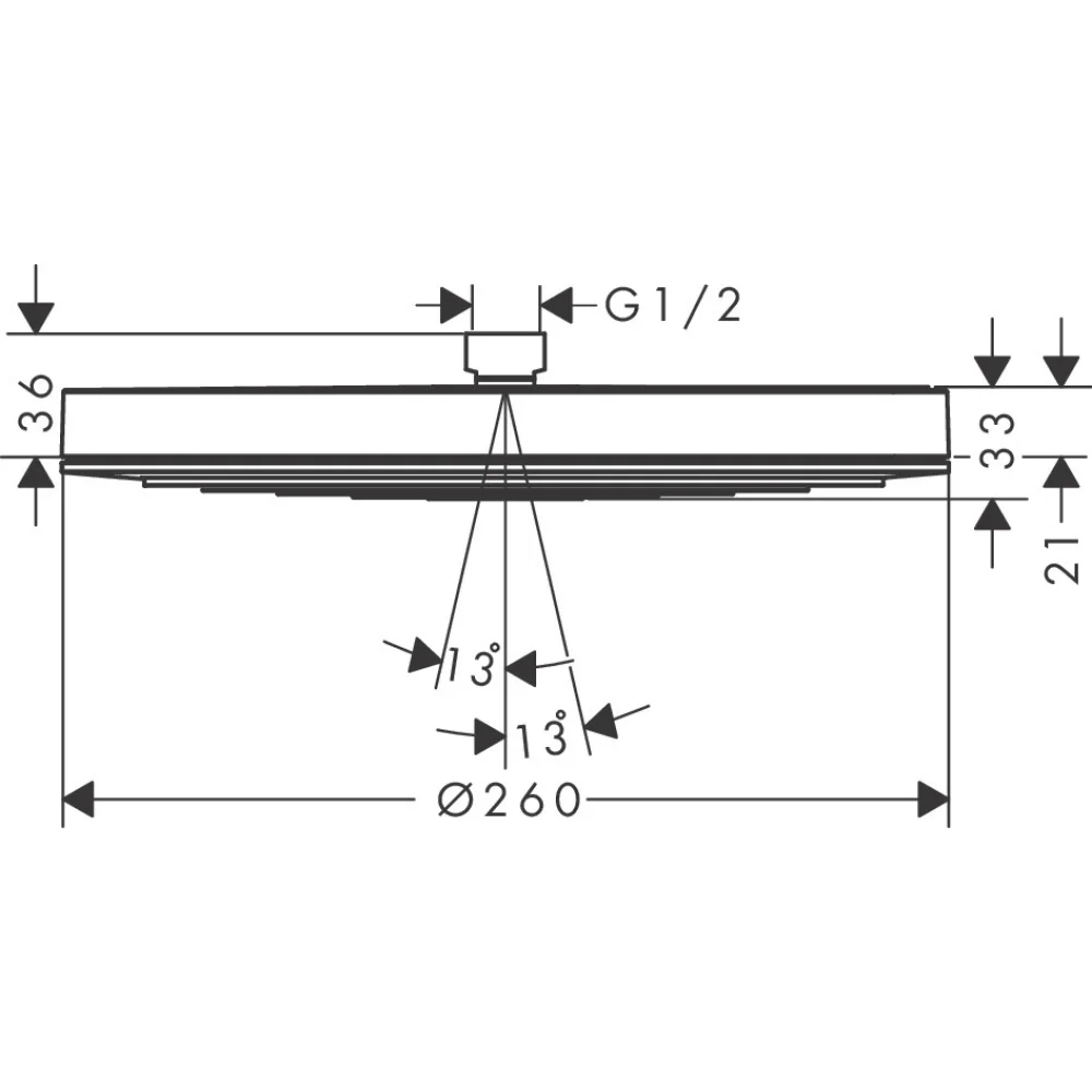 Верхний душ, черный Hansgrohe Pulsify S 260 1jet 24140670