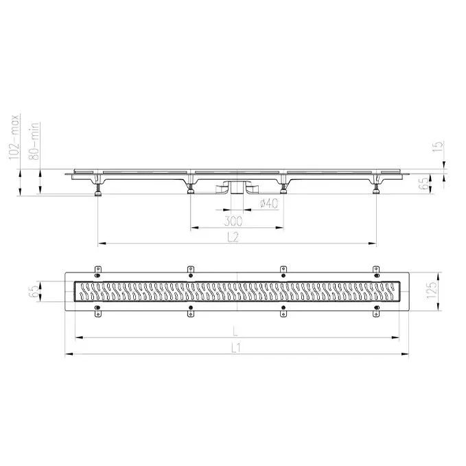Трап линейный для пола, нижний слив MCH CH650/S40K1