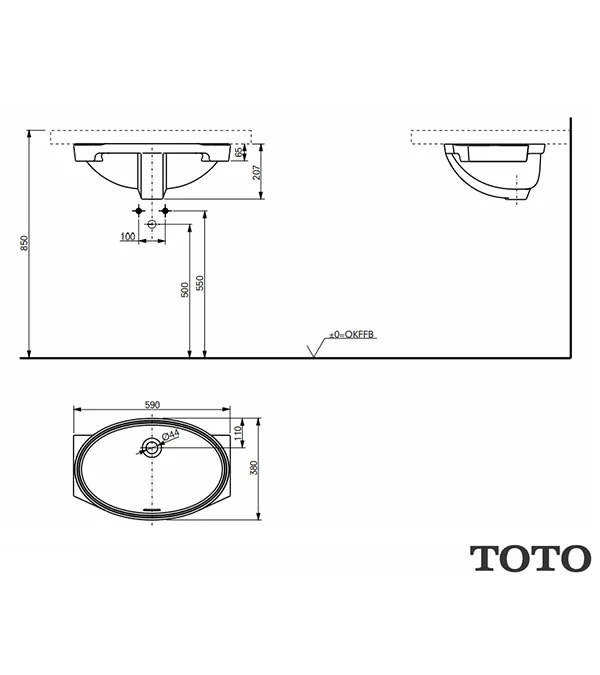 Раковина встраиваемая снизу 60, белый TOTO WU LW1506JUYW/F#W