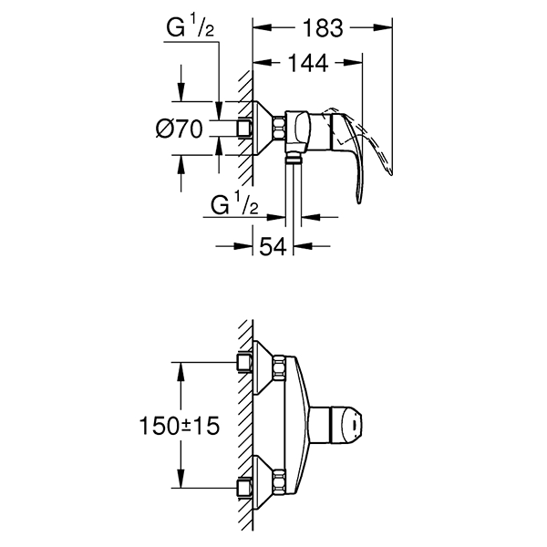 Смеситель для душа GROHE Eurosmart 33555002
