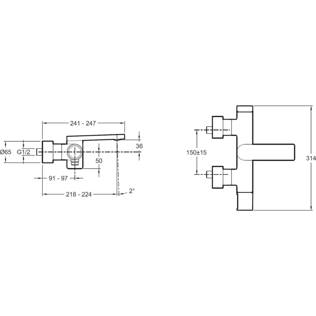 Смеситель для ванны, титан Jacob Delafon Composed E73095-TT