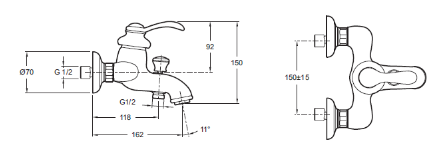 E71090-CP FAIRFAX Настенный смеситель для ванны/душа хром