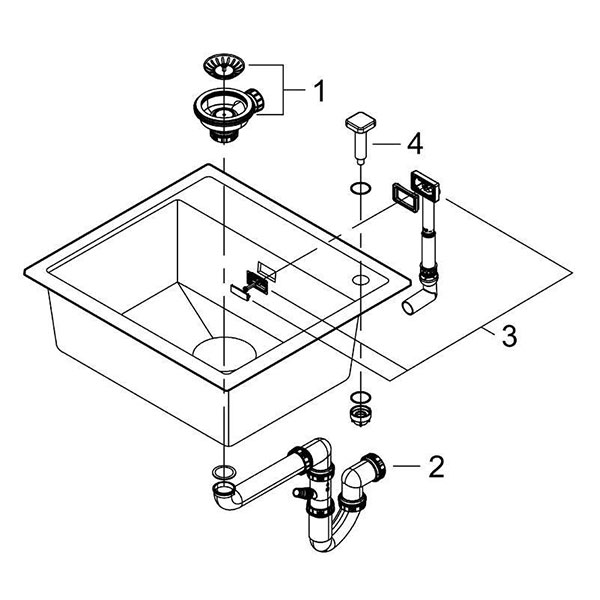 Мойка K700, композитная, 560x510, серый гранит Grohe 31651AT0