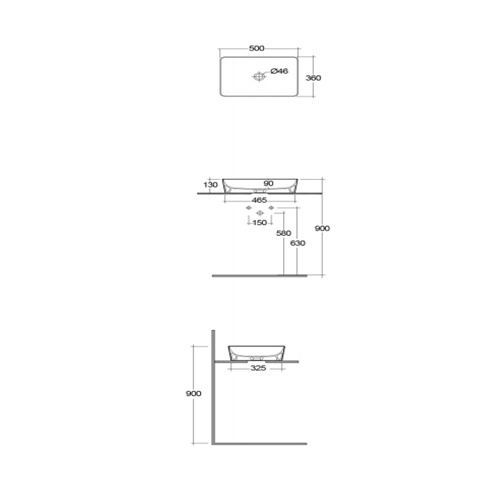 Раковина накладная 50, белая Rak Ceramics Feeling FEECT5000AWHA