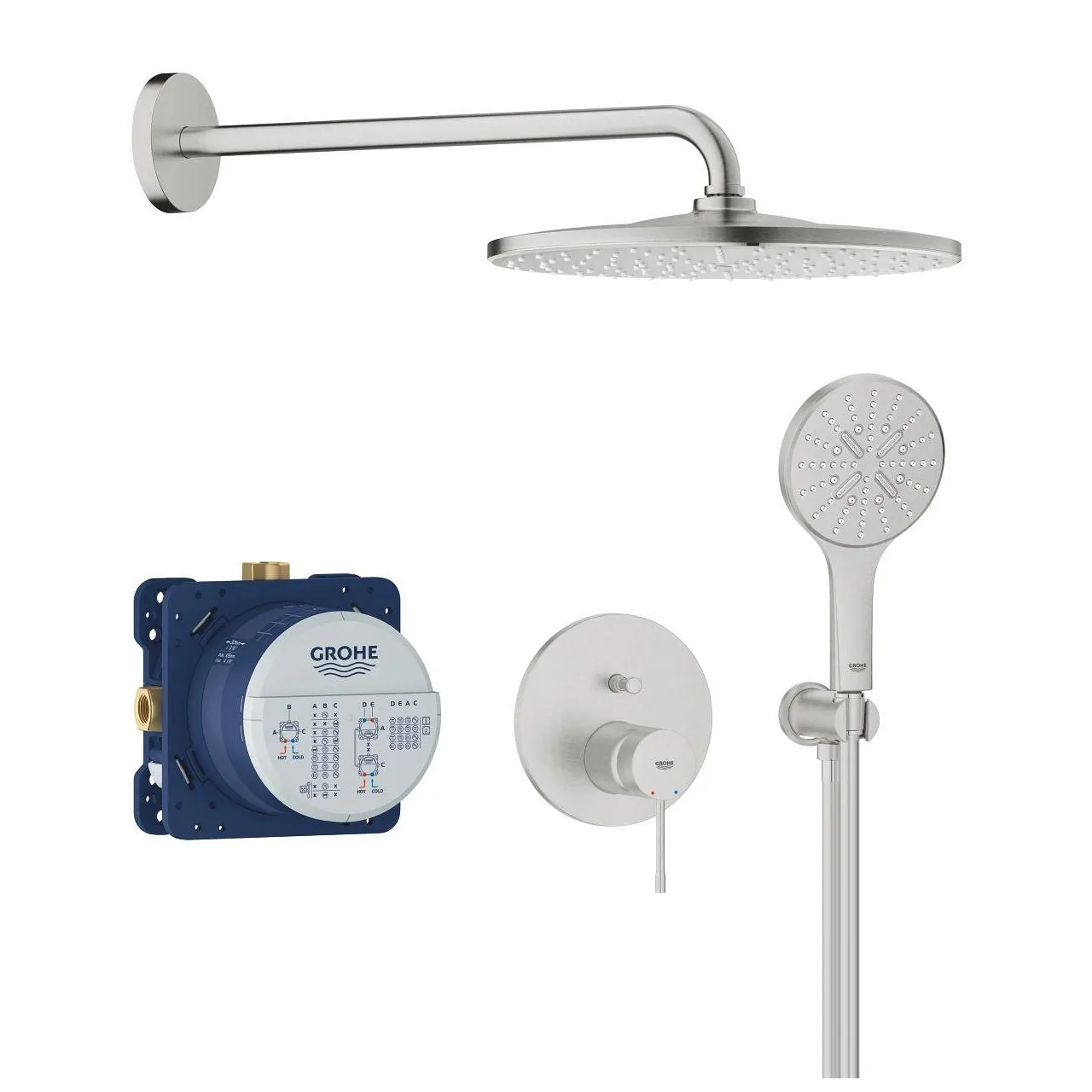 Душевая система встраиваемая, cуперсталь Grohe Essence 25287DC0