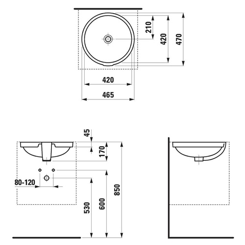 Раковина встраиваемая снизу 42, белая Laufen Pro 8189610001091