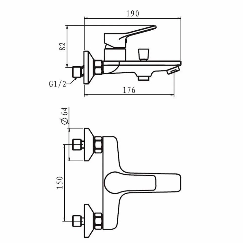 Смеситель для ванны, черный ESKO Dubai Black DI 54 B