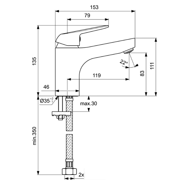 Смеситель для раковины, хром Ideal Standard Vidima Fine BA385AA