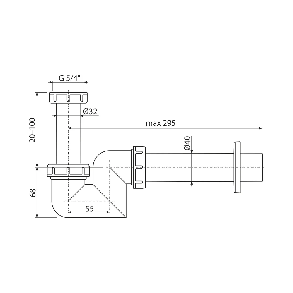 Сифон для раковины и биде Alcaplast A45F-DN40
