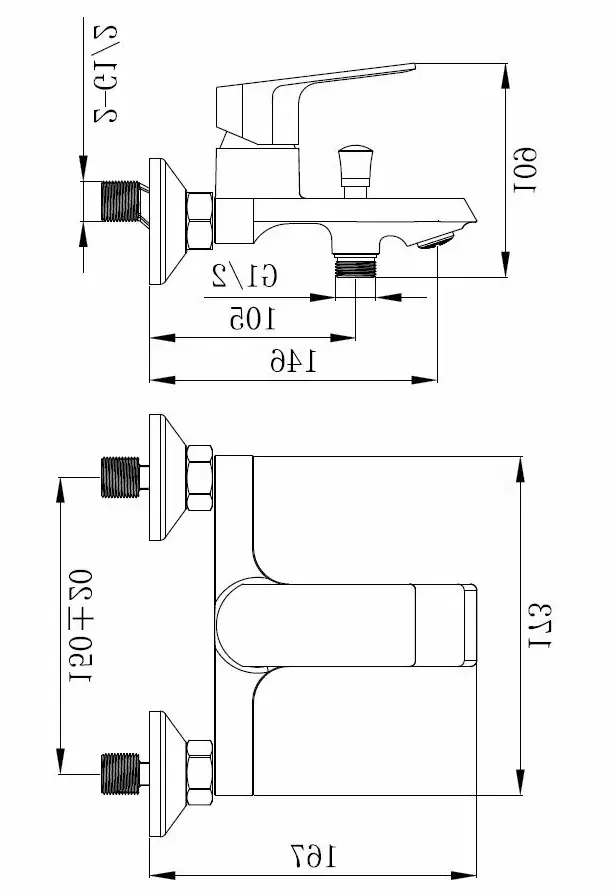 Смеситель для ванны, хром VODA Surf SF54