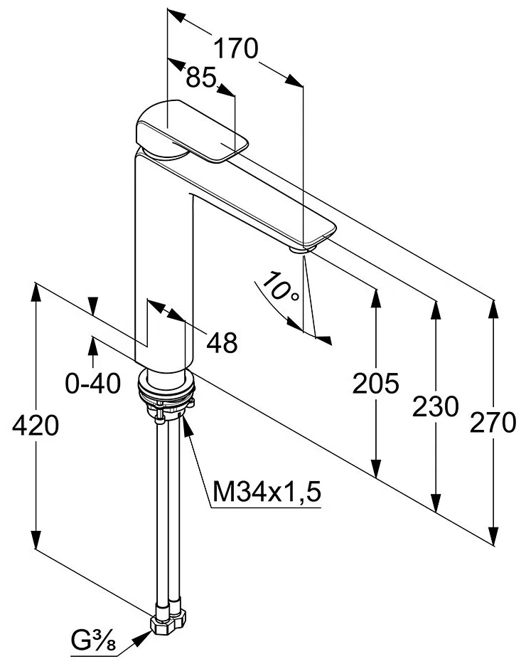 Смеситель для раковины, хром Kludi Ameo 412960575