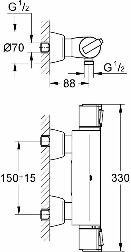 Термостат для душа, хром Grohe Grohtherm 2000 34169000
