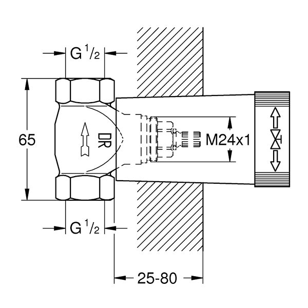 Механизм встраиваемого вентиля, латунь Grohe 29800000