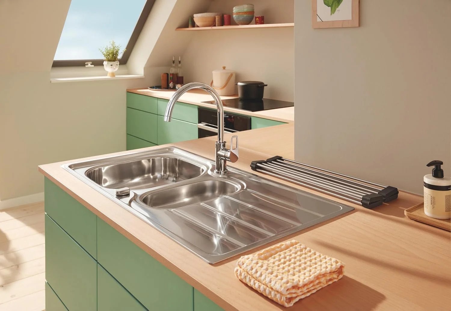 Складная большая полка для посуды 490x348, нержавеющая сталь Grohe 40854SD0