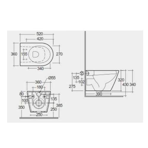 Унитаз подвесной, серый Rak Ceramics Feeling RST23503A