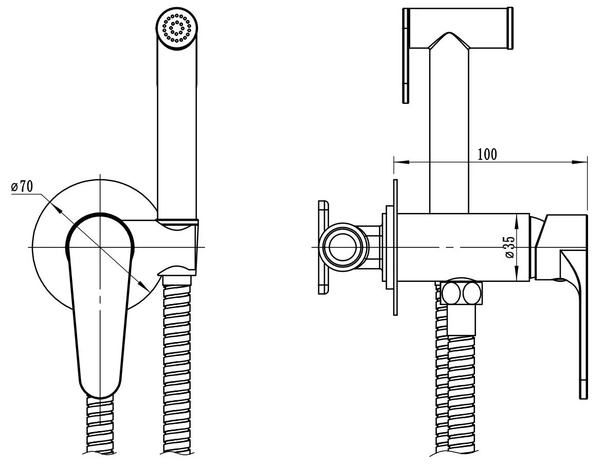 Гигиенический душ со смесителем, встраиваемый, хром ESKO Kazan KZSMH