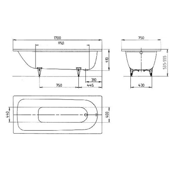 Ванна стальная 170х75, Antislip Kaldewei Saniform Plus 373-1 112630000001
