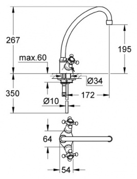 Смеситель для кухни с цепочкой, хром Grohe Arabesk 31703000