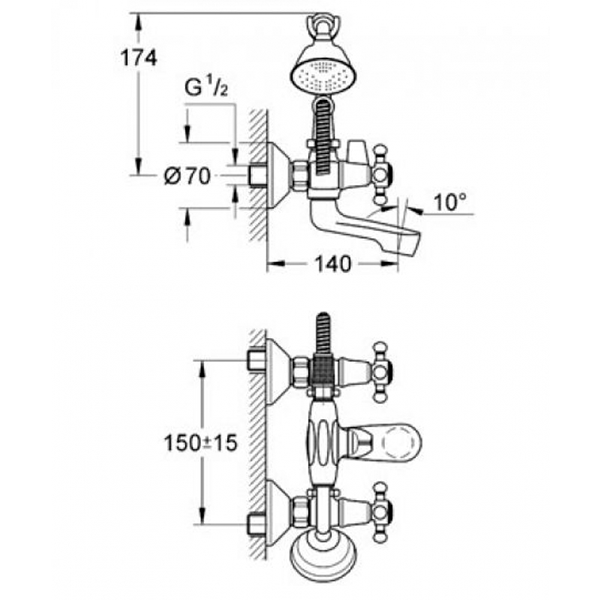 Смеситель для ванны с душевым гарнитуром, хром Grohe Arabesk 25405000