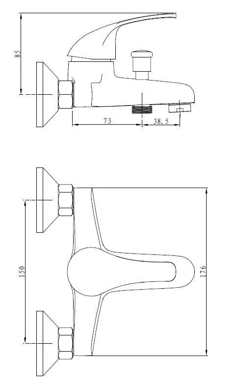 Смеситель для ванны, хром VODA MOON54
