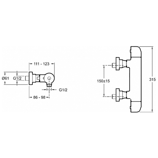 E78128-CP GABIN смеситель с термостатом для душа, хром