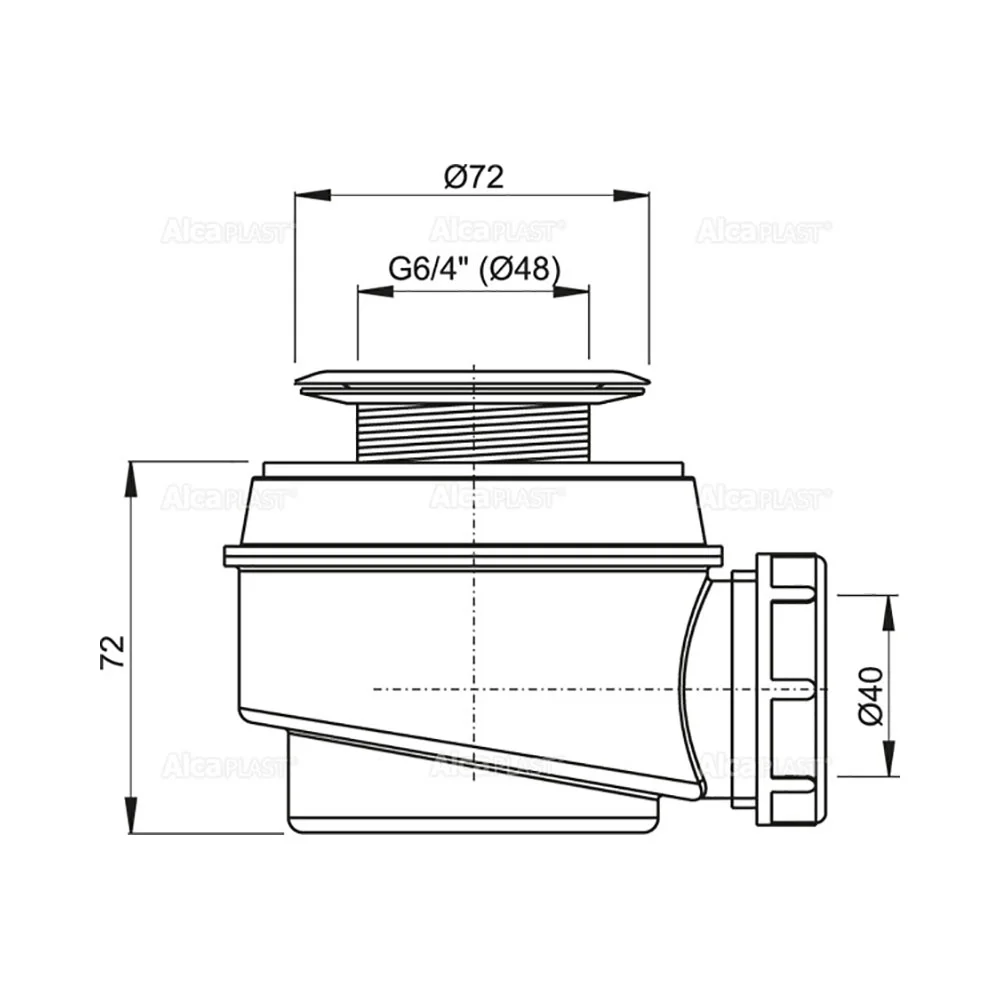 Сифон для душевого поддона с нержавеющей peшeткой Alcaplast A46-50