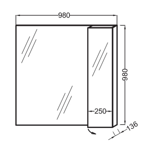 Зеркало-шкаф 98 Jacob Delafon Soprano EB1337-NF