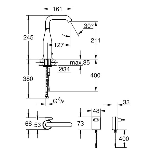 Смеситель для раковины, сенсорный, хром Grohe Essence E 36444000