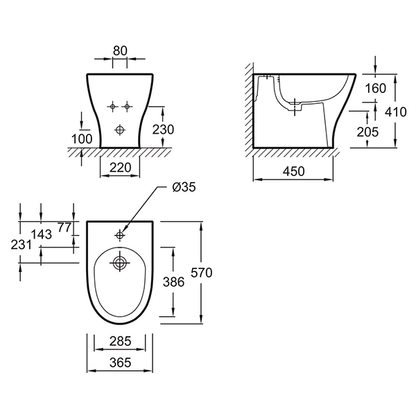 Биде напольное, белое Jacob Delafon Odeon Up E4798-00