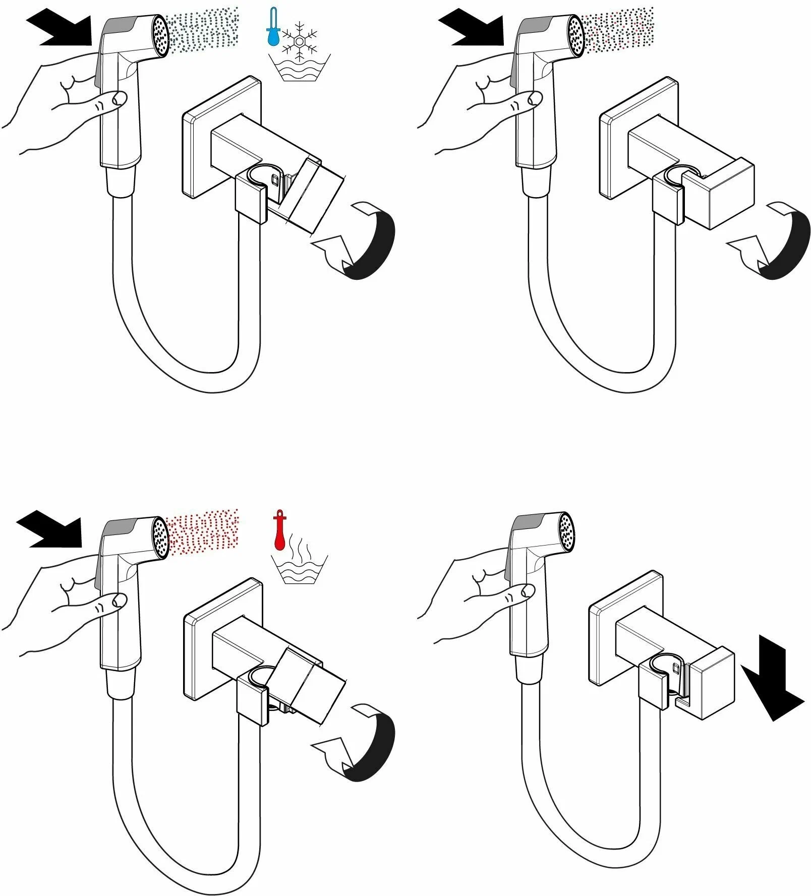 Гигиенический душ с держателем и шлангом 1250, без смешивания, хром Hansgrohe 29231000